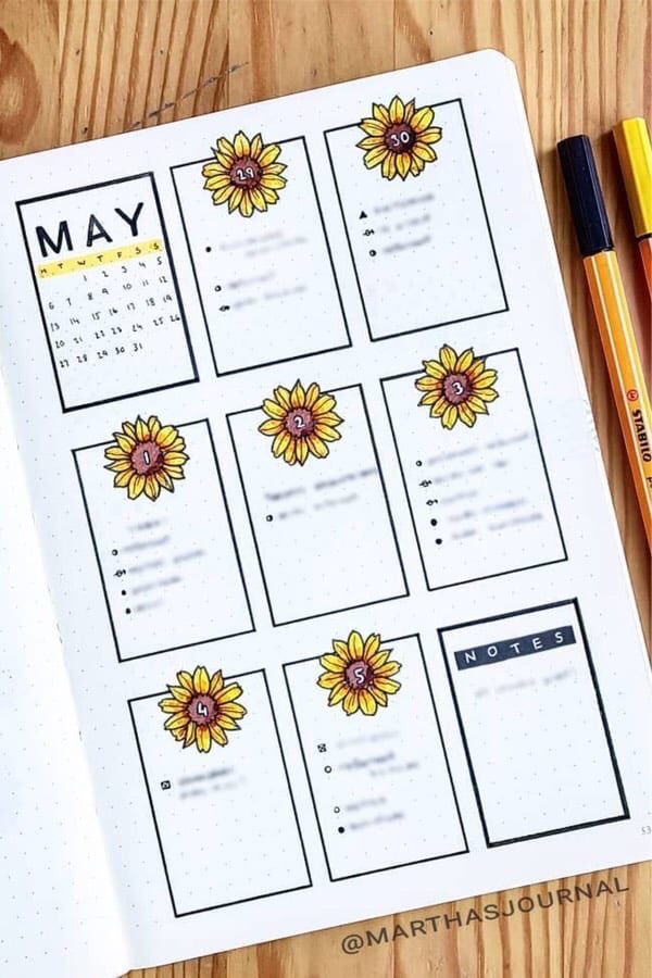 29 Sunflower Themed Bujo Spreads for Inspiration - atinydreamer