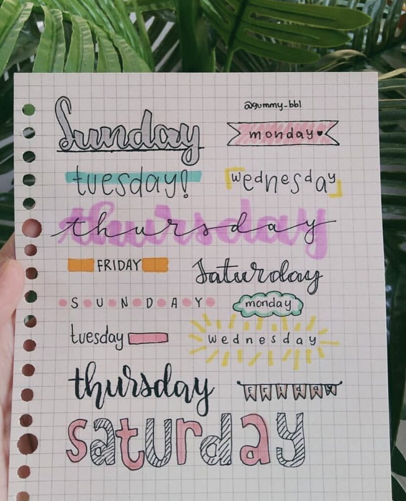 61 Best Bujo Weekday Titles for Inspiration - atinydreamer