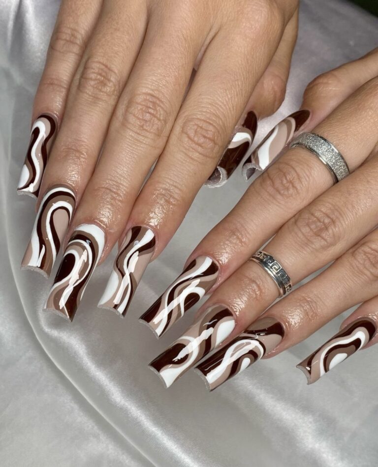 Fall Nails Brown And White