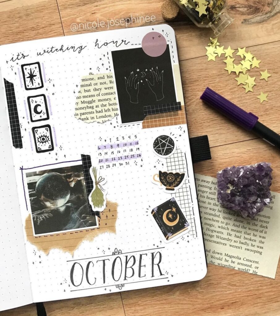 A5 Bullet Journal Stencil Witchy October • The Bosh Blog