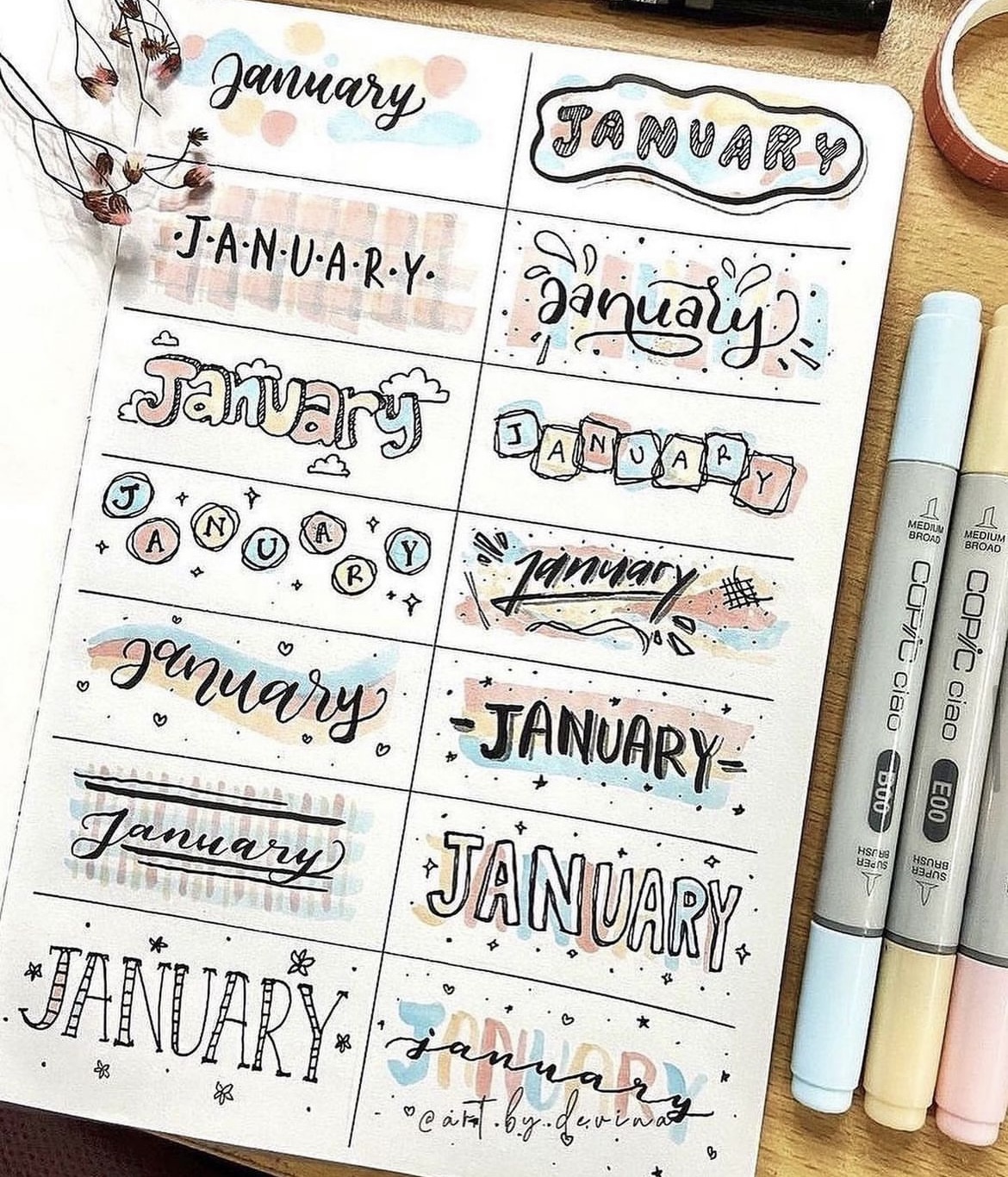 16 Best January Bullet Journal Headers to Copy - atinydreamer