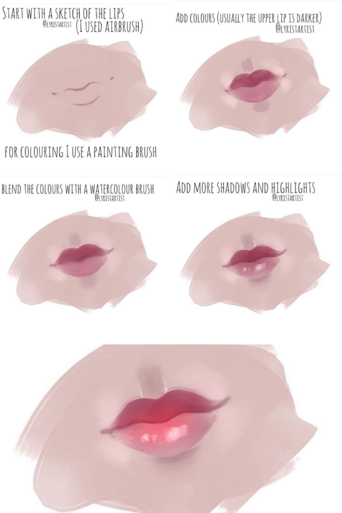 How to draw realistic lips w/ pencils - B+C Guides