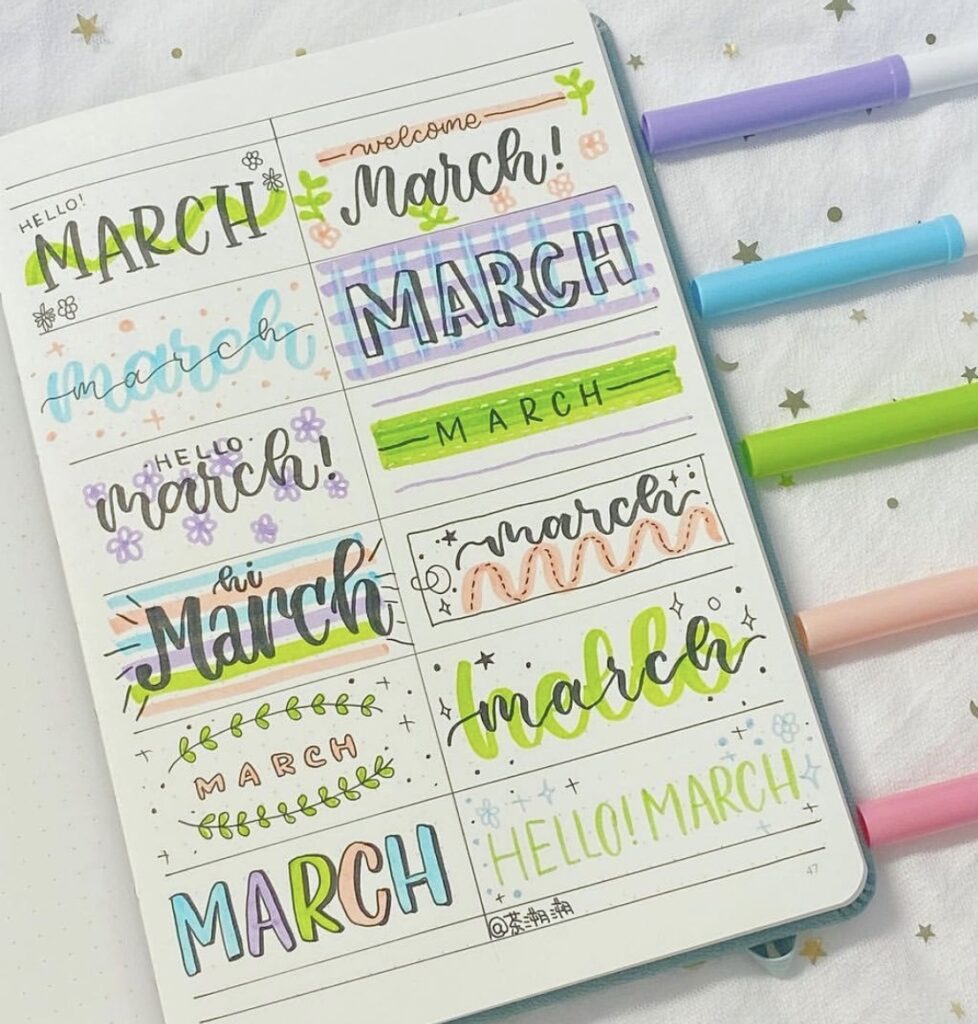 28 Best March Bujo Header to use for your journal - atinydreamer