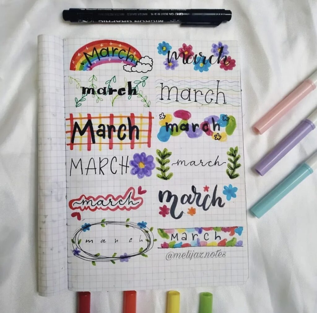 28 Best March Bujo Header to use for your journal - atinydreamer